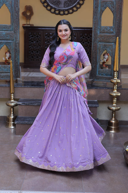 Anaya Purple Cosmos Silk Lehenga Set