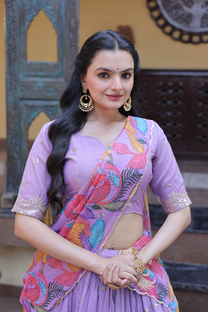 Anaya Purple Cosmos Silk Lehenga Set
