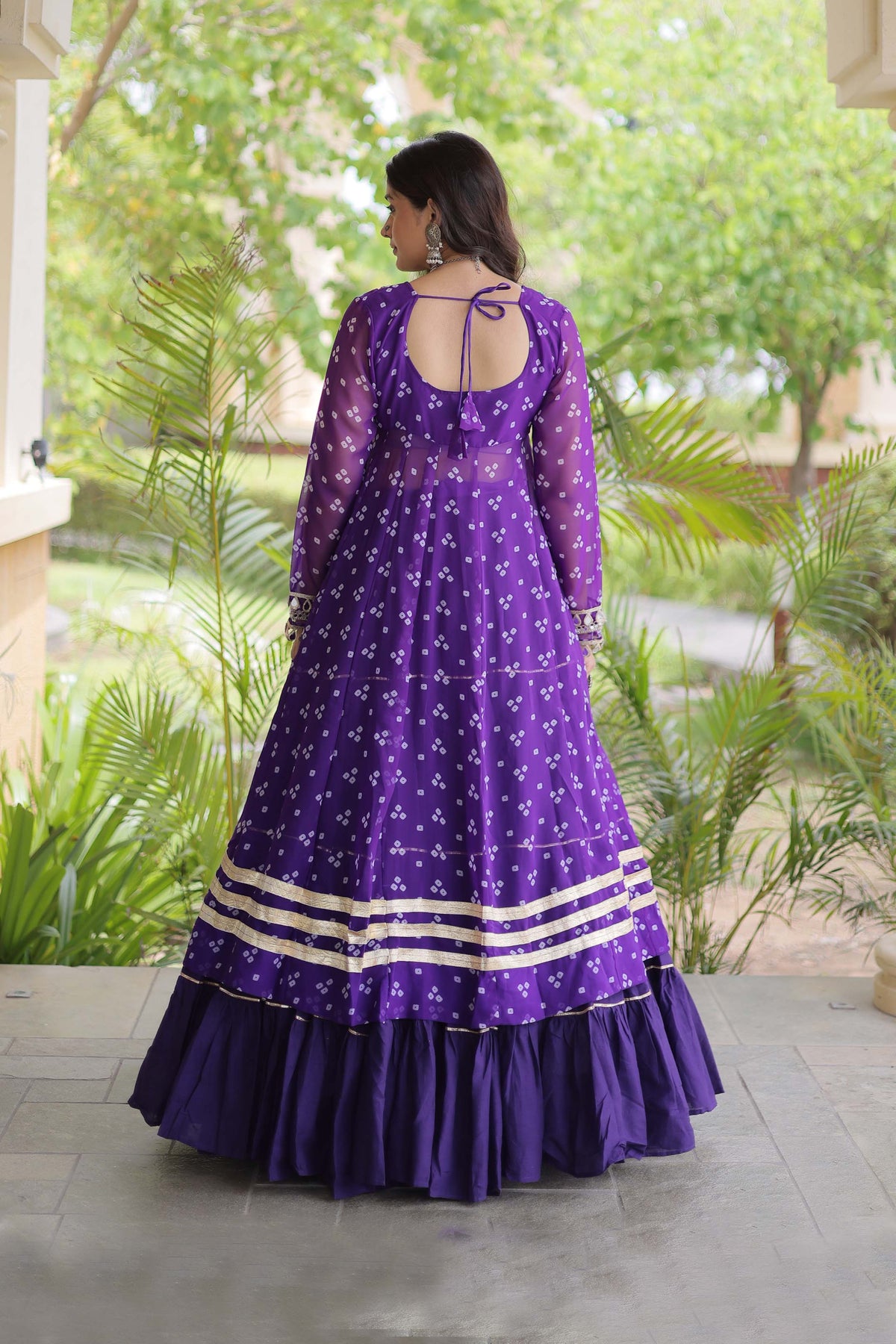 Kiara Royal Purple Bandhani Kutchi Embroidered Lehenga Set