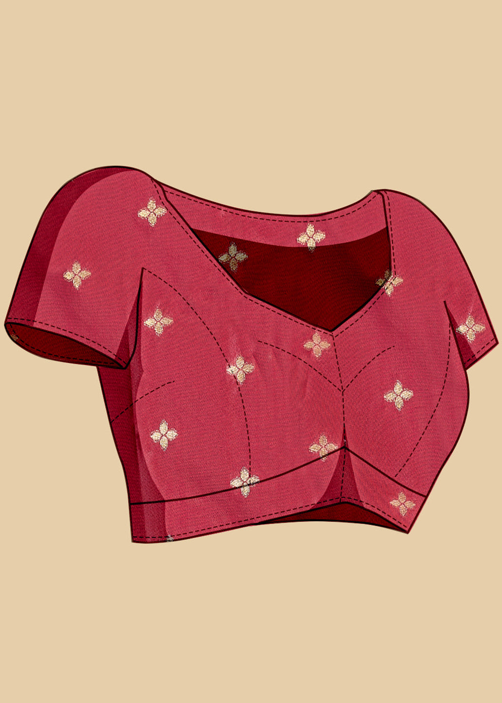 Maroon Banarasi Silk Saree with All-Over Gold Zari Work