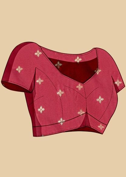 Maroon Banarasi Silk Saree with All-Over Gold Zari Work