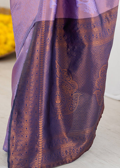 Product Title Lavender Copper Zari Woven Silk Saree