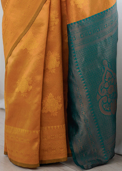 Golden Yellow Zari Border Woven Silk Saree