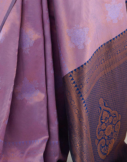 Lavender Purple Jacquard Woven Silk Saree
