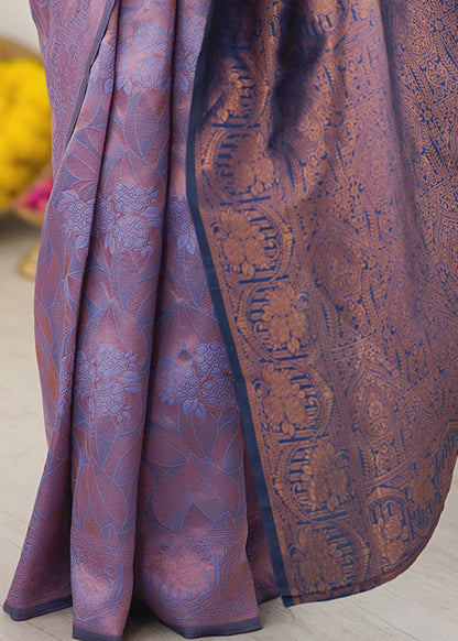 Lavender Purple Motif Woven Silk Saree