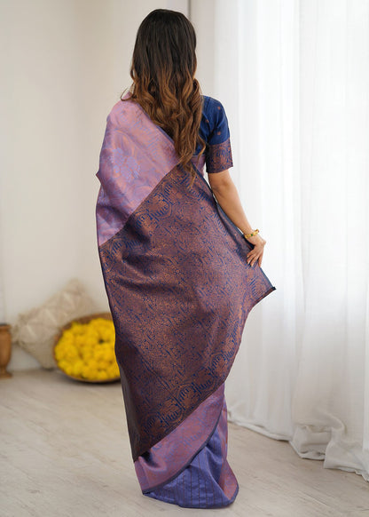 Lavender Purple Motif Woven Silk Saree