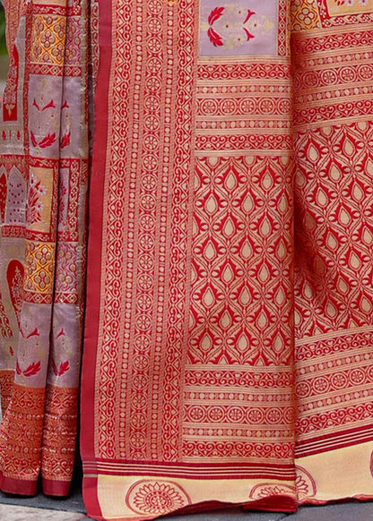 Gajari Red Traditional Motif Woven Silk Saree