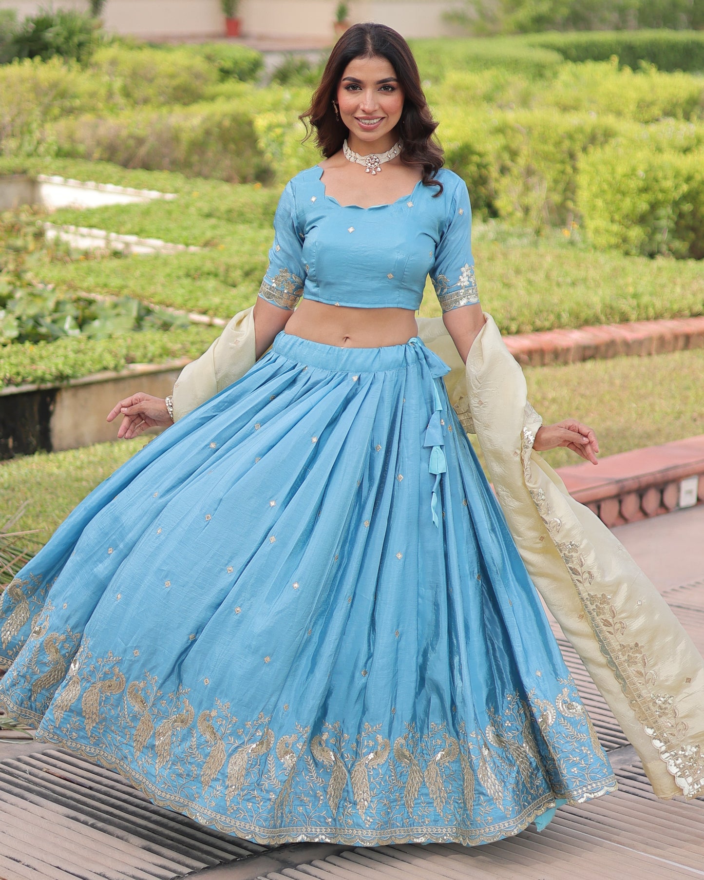 Sky Dreams A Powder Blue Lehenga Set