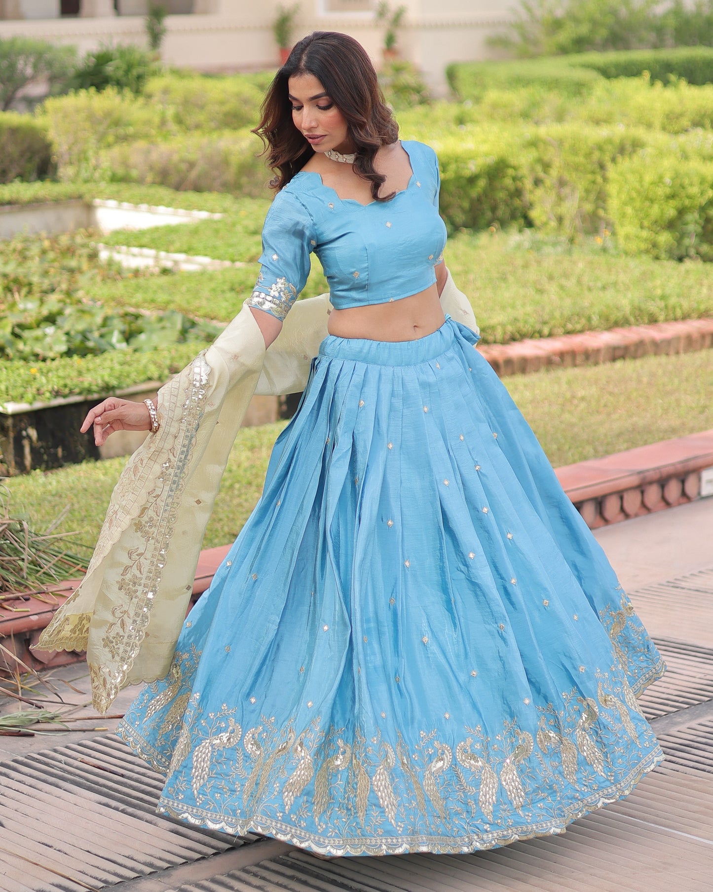 Sky Dreams A Powder Blue Lehenga Set