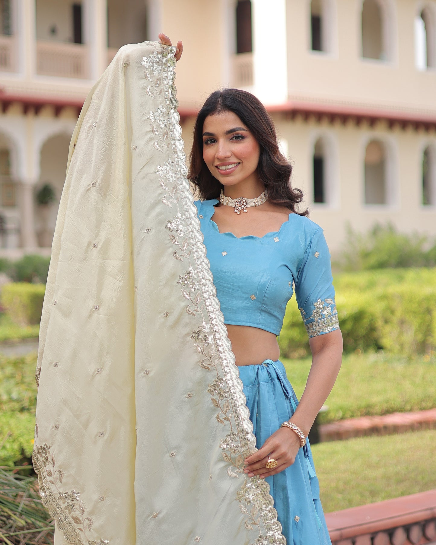 Sky Dreams A Powder Blue Lehenga Set