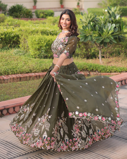 Garden of Eden An Olive Green Lehenga Set