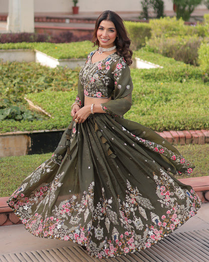 Garden of Eden An Olive Green Lehenga Set