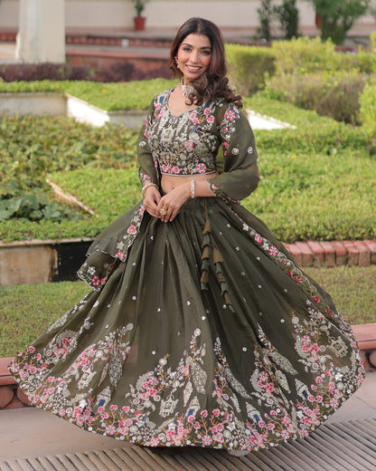 Garden of Eden An Olive Green Lehenga Set