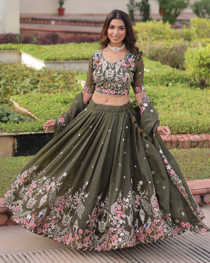 Garden of Eden An Olive Green Lehenga Set