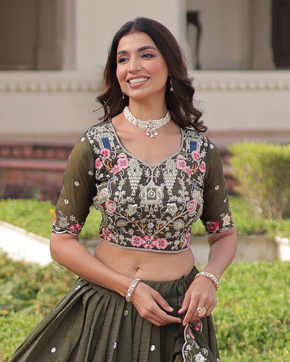 Garden of Eden An Olive Green Lehenga Set