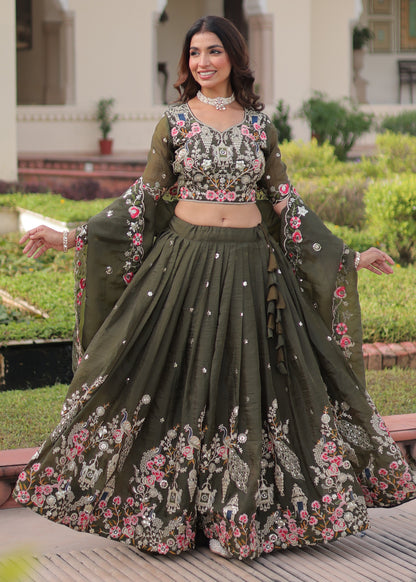 Garden of Eden An Olive Green Lehenga Set