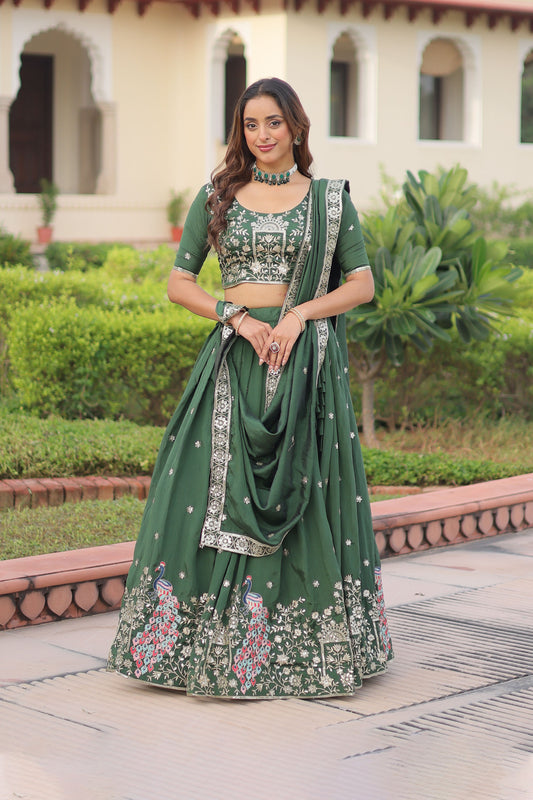 Mayuri Green Embroidered Lehenga Choli