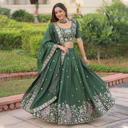 Mayuri Green Embroidered Lehenga Choli