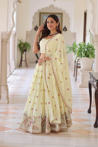 Mayuri Blossom Lime Embroidered Lehenga Set