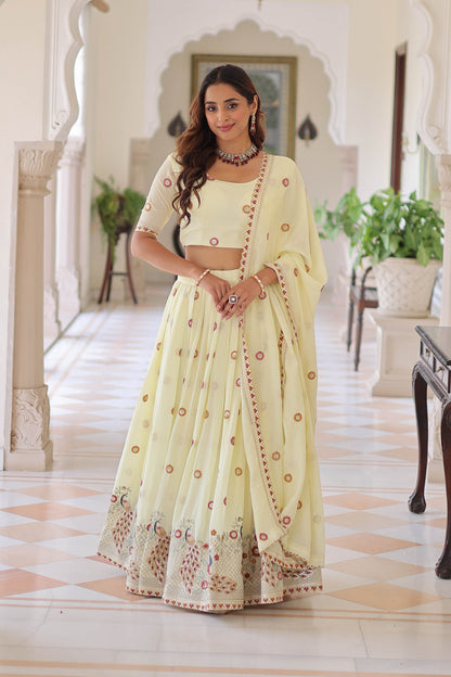 Mayuri Blossom Lime Embroidered Lehenga Set