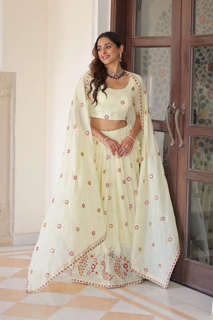 Mayuri Blossom Lime Embroidered Lehenga Set