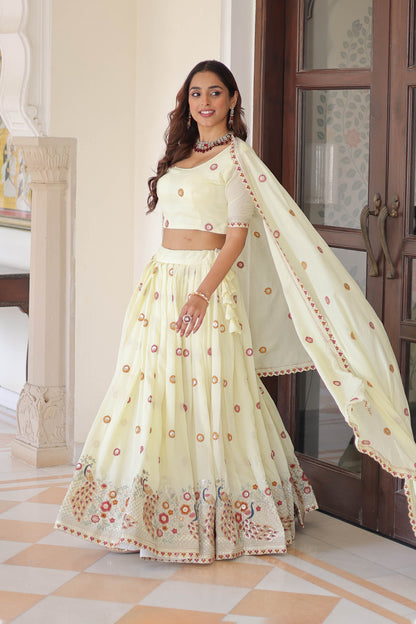 Mayuri Blossom Lime Embroidered Lehenga Set