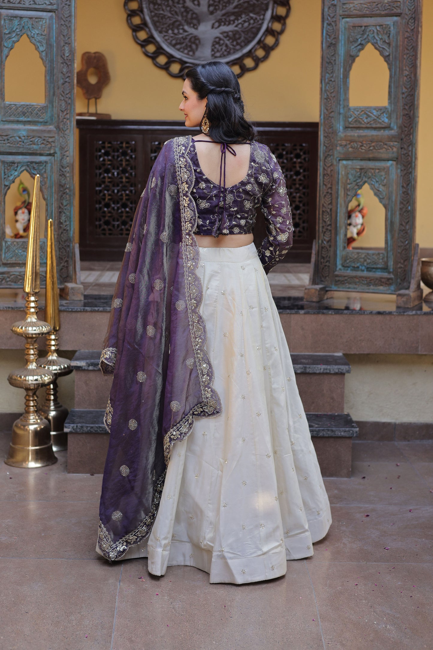 Meherzaan Amethyst Zari-Embroidered Lehenga Set