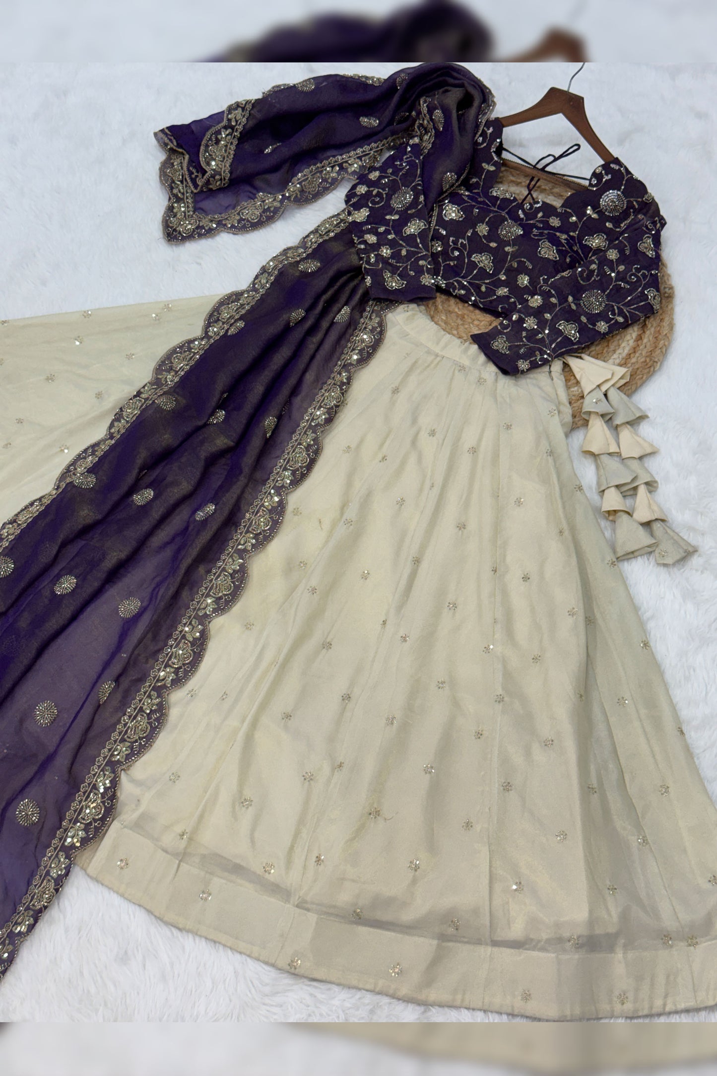 Meherzaan Amethyst Zari-Embroidered Lehenga Set