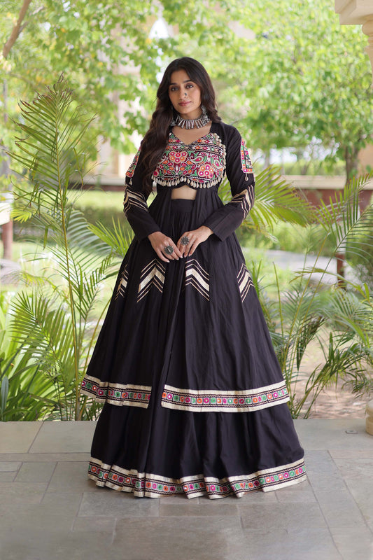 Vayiksha Black Ethereal Embroidered Lehenga Set