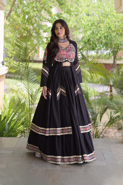 Vayiksha Black Ethereal Embroidered Lehenga Set
