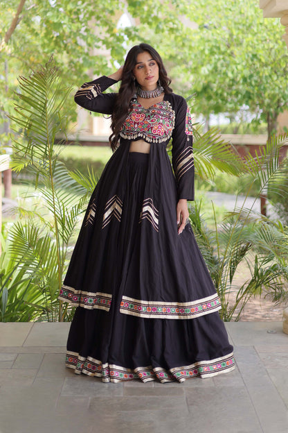 Vayiksha Black Ethereal Embroidered Lehenga Set