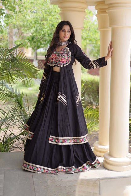 Vayiksha Black Ethereal Embroidered Lehenga Set