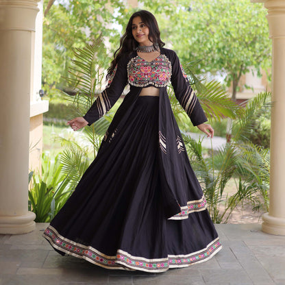 Vayiksha Black Ethereal Embroidered Lehenga Set