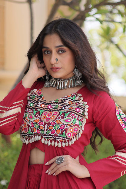 Vayiksha Maroon Ethereal Embroidered Lehenga Set