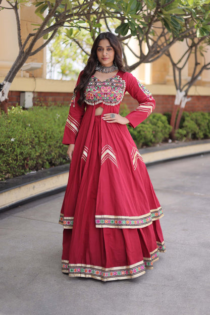 Vayiksha Maroon Ethereal Embroidered Lehenga Set