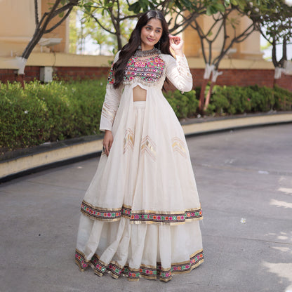 Vayiksha Ivory Ethereal Embroidered Lehenga Set
