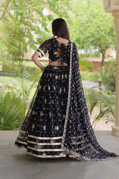 Kaveri Bandhej Black Georgette Lehenga Set