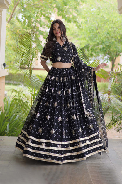 Kaveri Bandhej Black Georgette Lehenga Set