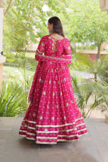 Kaveri Bandhej Pink Georgette Lehenga Set