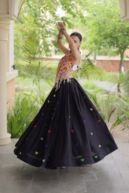 Prem Kutchi Black Kora Cotton Lehenga Set