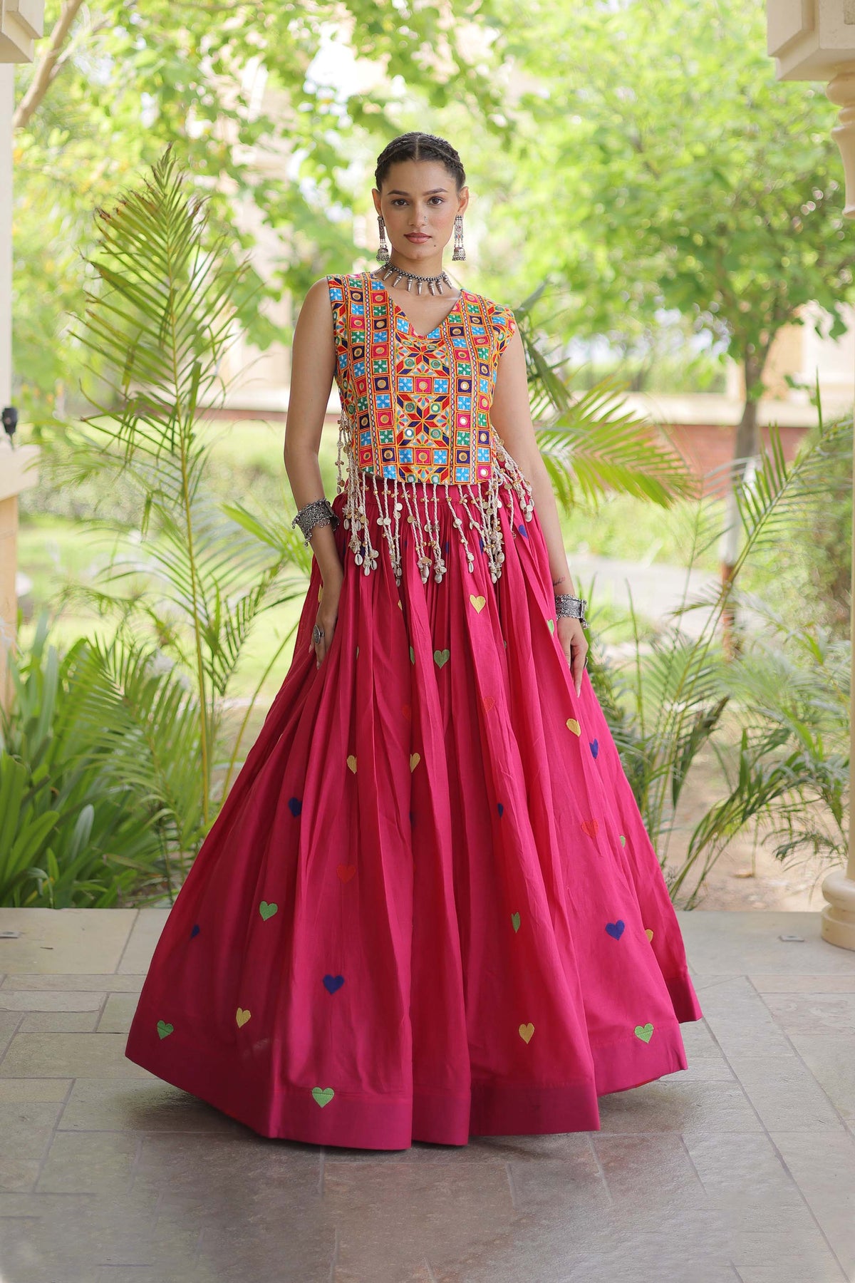 Prem Kutchi Pink Kora Cotton Lehenga Set
