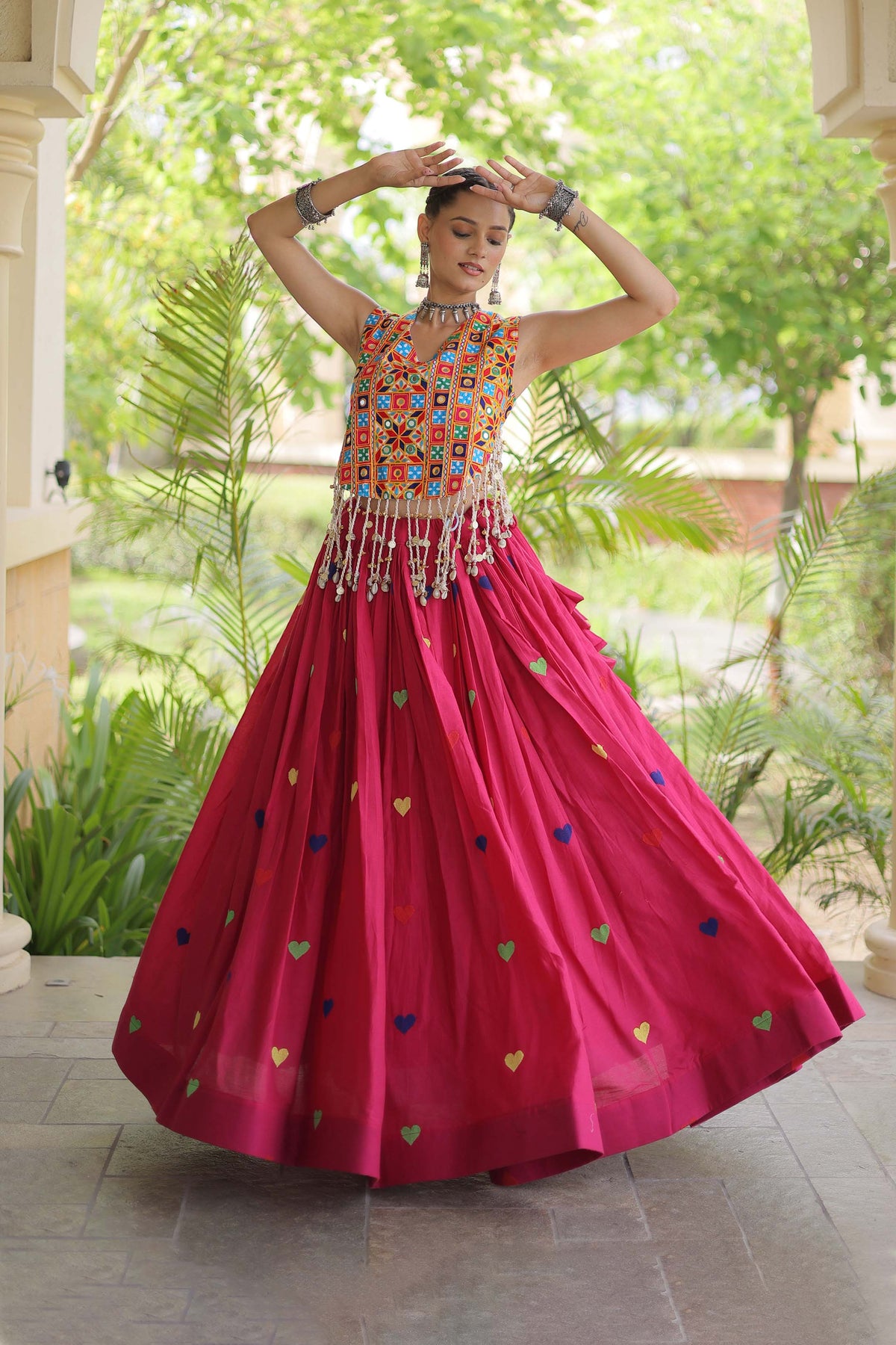Prem Kutchi Pink Kora Cotton Lehenga Set