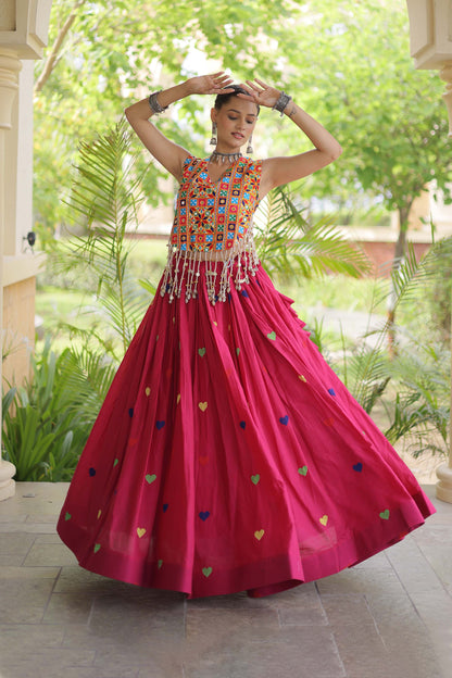 Prem Kutchi Pink Kora Cotton Lehenga Set
