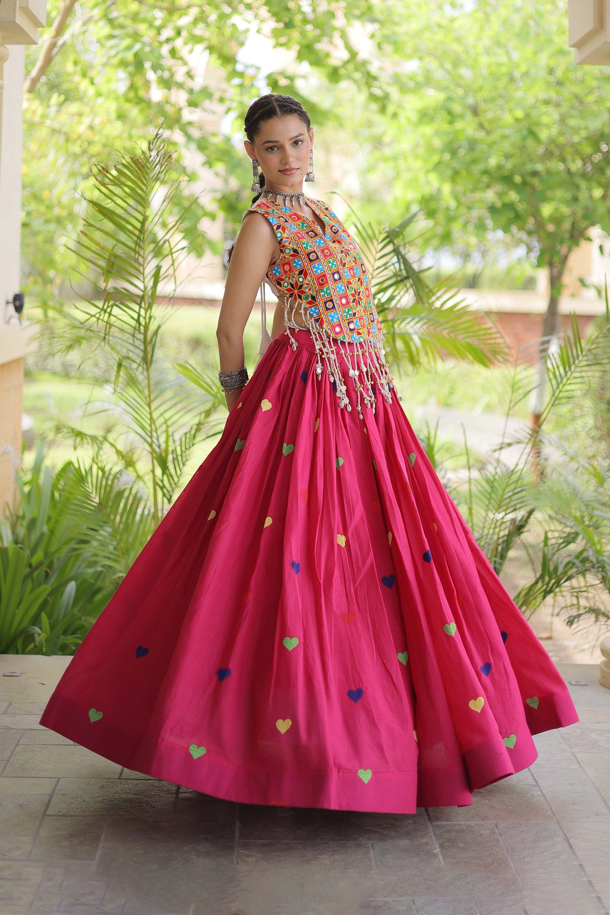 Prem Kutchi Pink Kora Cotton Lehenga Set
