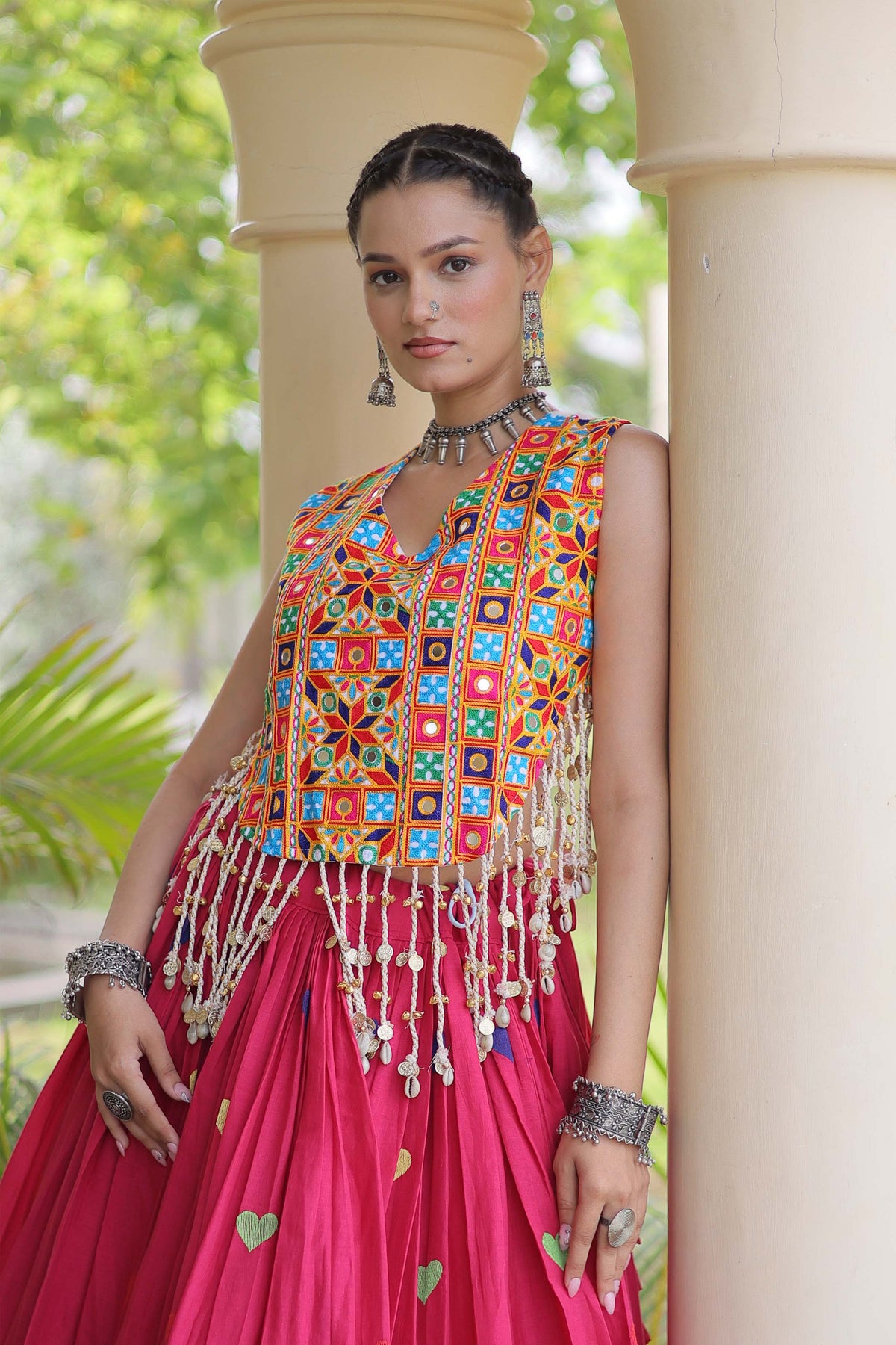 Prem Kutchi Pink Kora Cotton Lehenga Set
