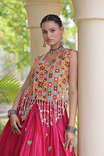 Prem Kutchi Pink Kora Cotton Lehenga Set