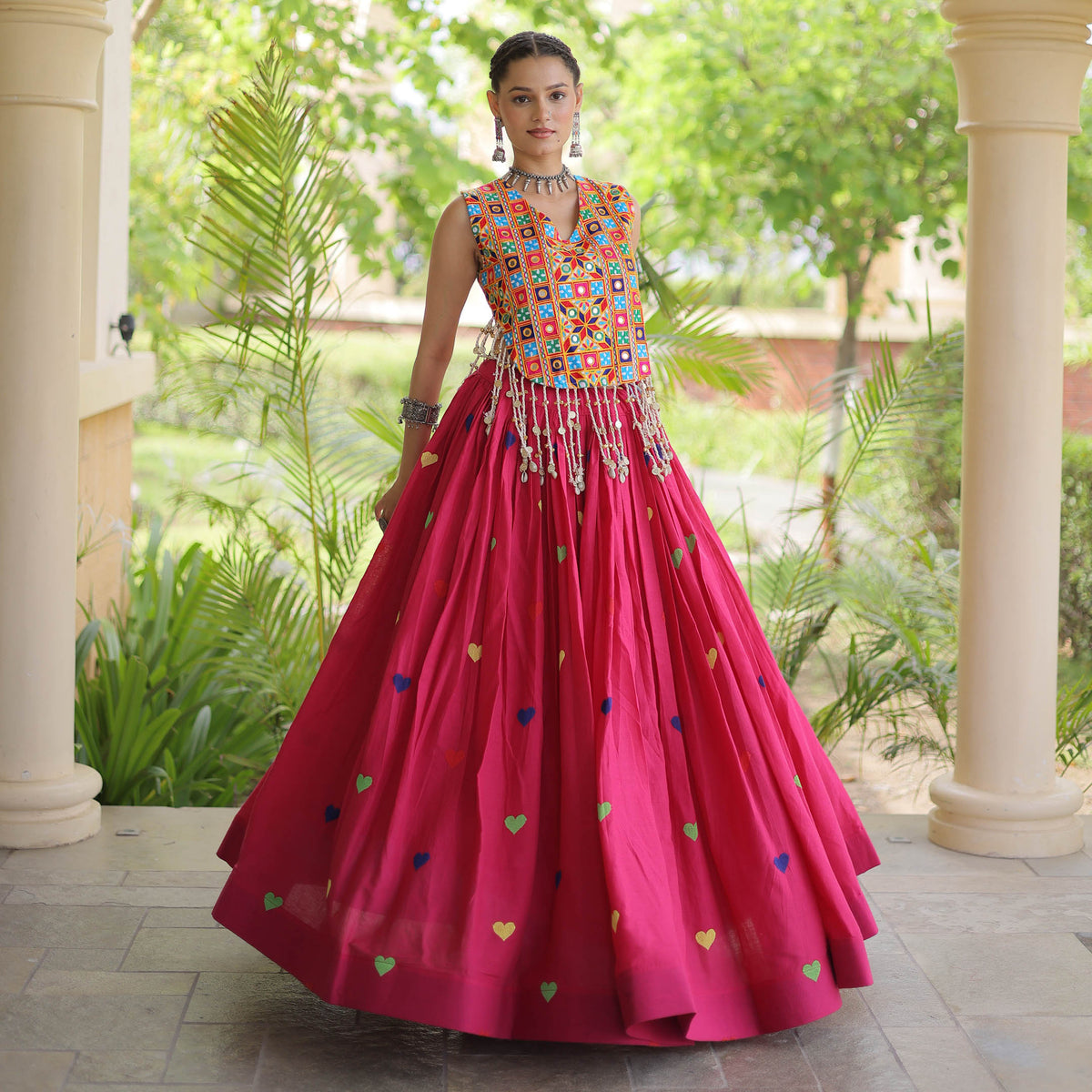 Prem Kutchi Pink Kora Cotton Lehenga Set