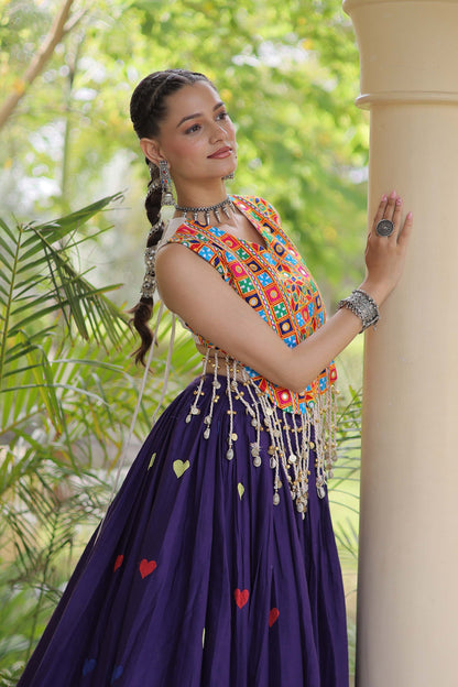 Prem Kutchi Purple Kora Cotton Lehenga Set