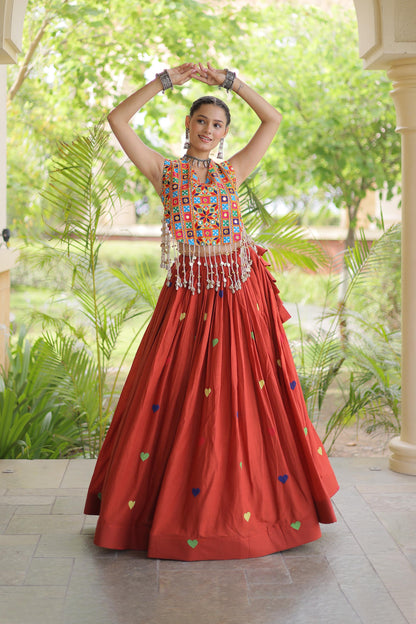 Prem Kutchi Rust Kora Cotton Lehenga Set