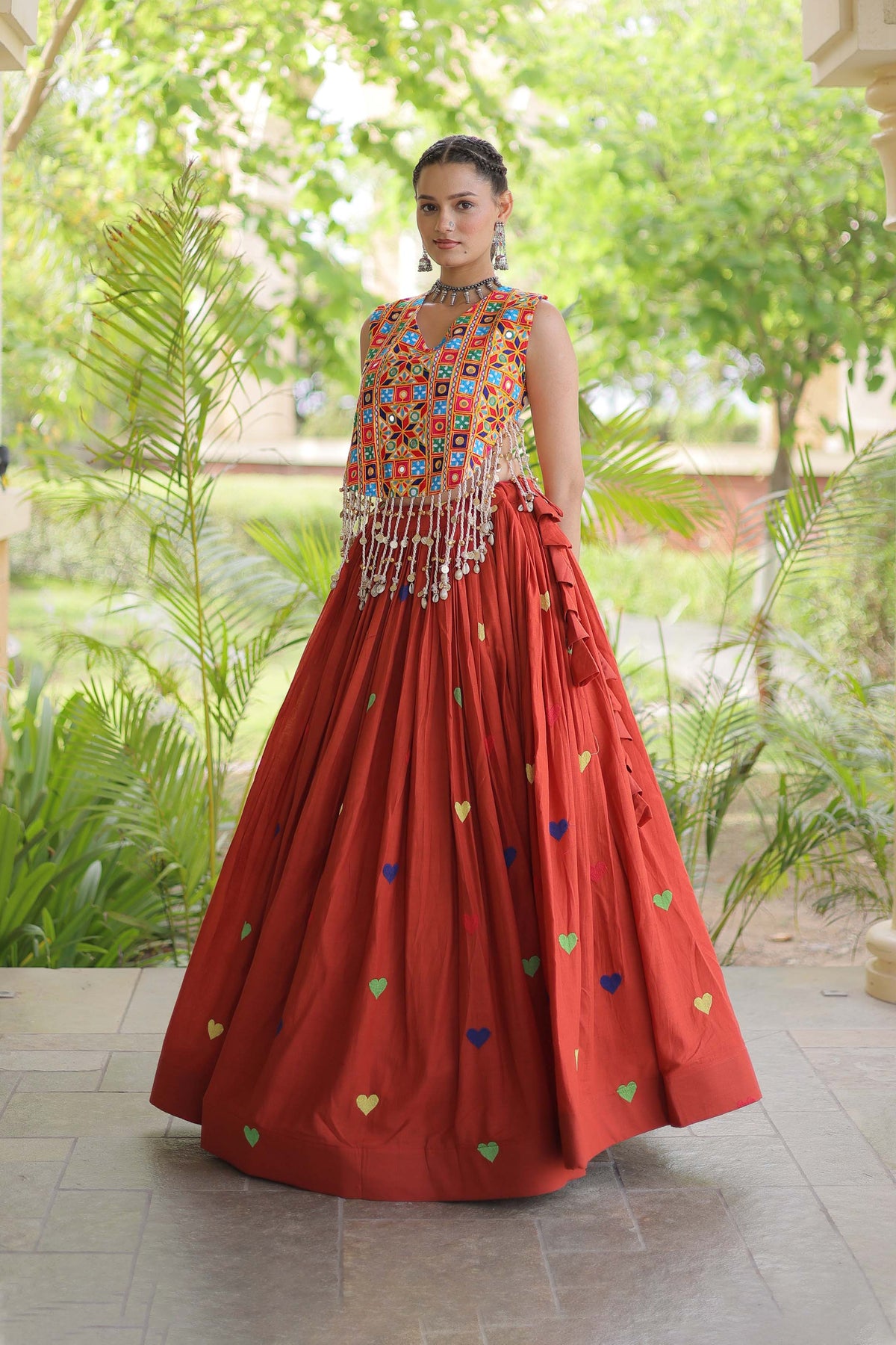 Prem Kutchi Rust Kora Cotton Lehenga Set